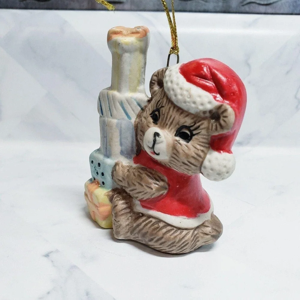Vintage McCrory Stories Santa Bear w/ Presents Christmas Ornament 1998 Porcelain